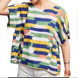 Maeve Anthropologie Top in Flower Stripes 💚